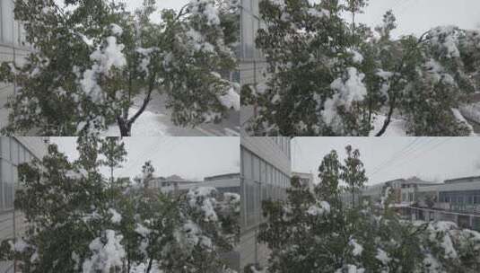 农村城镇下雪4K航拍原素材高清在线视频素材下载