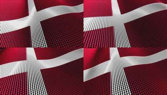 丹麦运动粒子旗高清在线视频素材下载