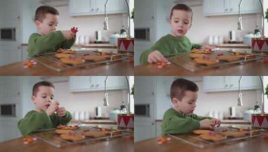 男孩制作创意美食高清在线视频素材下载