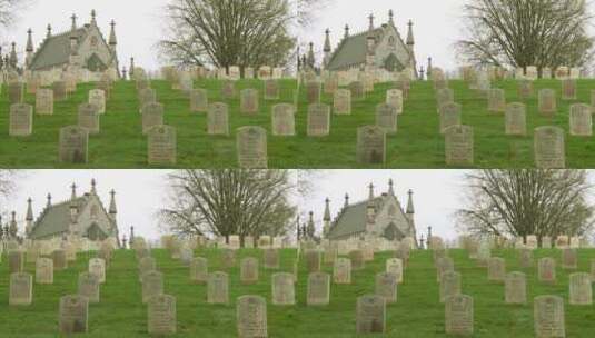 教堂被墓地围起来高清在线视频素材下载