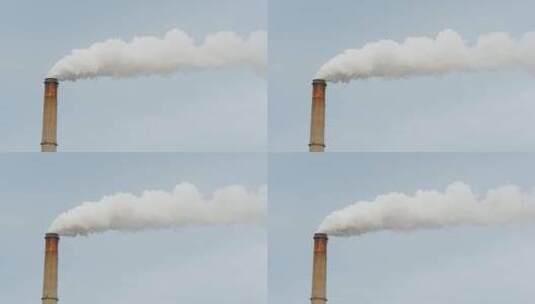 热电厂烟囱排放烟雾高清在线视频素材下载