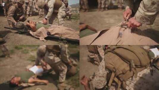 美国伤员在第一次战斗中接受紧急手术并被送往野战医院高清在线视频素材下载