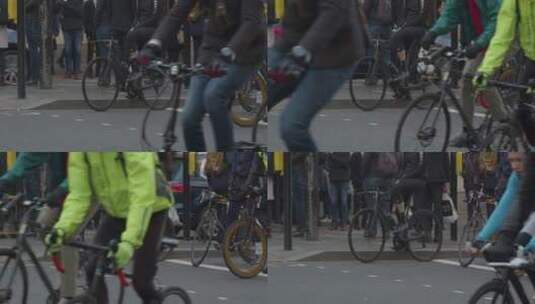 城市街道上骑自行车的人高清在线视频素材下载