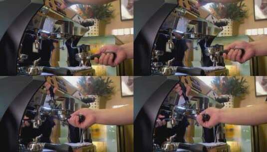 咖啡机制作咖啡过程特写高清在线视频素材下载