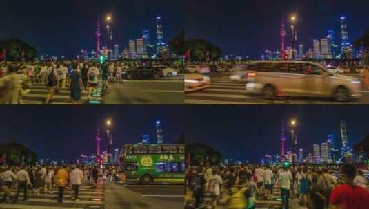 上海外滩南京东路人流4K延时高清在线视频素材下载