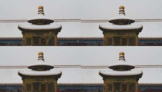 大雪中的北京故宫江山社稷殿高清在线视频素材下载