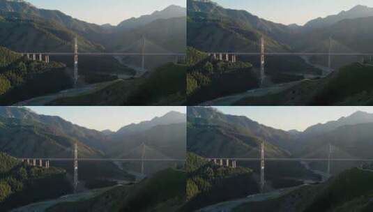 中国新疆伊犁果子沟大桥高清在线视频素材下载
