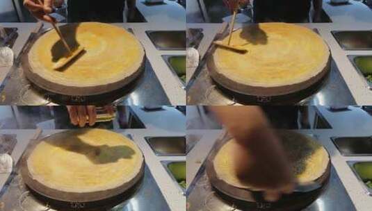 煎饼美食制作过程高清在线视频素材下载
