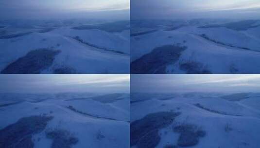 航拍内蒙古蓝色的雪域雪原高清在线视频素材下载