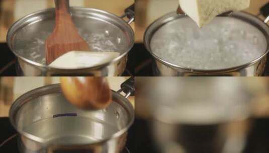 【镜头合集】小锅烧开水冒泡沸腾高清在线视频素材下载