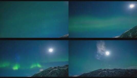 夜空中美丽的北极光高清在线视频素材下载