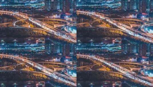 菊华立交桥夜景特写高清在线视频素材下载