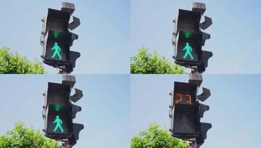 马路上跳动的红绿灯高清在线视频素材下载