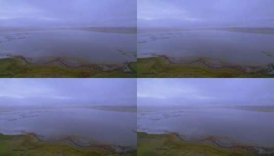 甘南尕海湖草原湿地雾气朦胧自然美风光高清在线视频素材下载