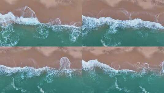 4K大海海岸线浪花拍打沙滩高清在线视频素材下载