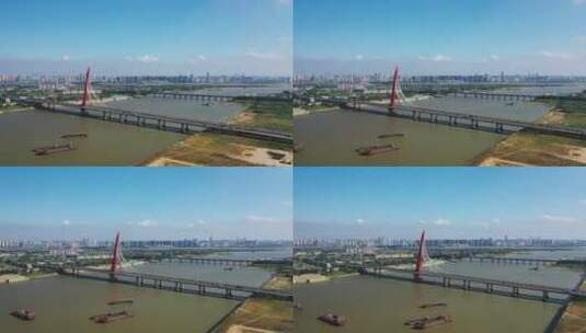 航拍南昌英雄大桥风景高清在线视频素材下载