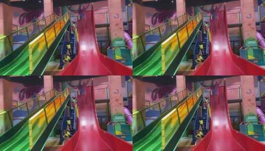 室内儿童游乐场，儿童乐园滑梯高清在线视频素材下载