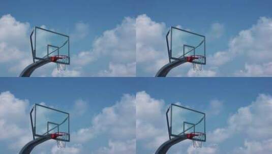8k实拍蓝天白云下的篮球架高清在线视频素材下载