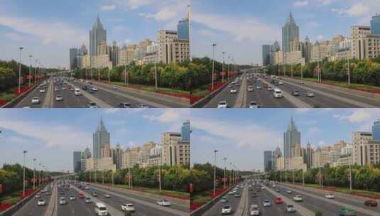 新疆乌鲁木齐高楼建筑城市天际线风光高清在线视频素材下载