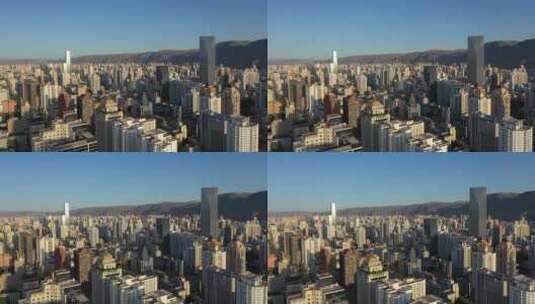 甘肃兰州摩天大楼高楼建筑群天际线城市景观高清在线视频素材下载