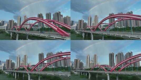 洪湖公园彩虹桥高清在线视频素材下载