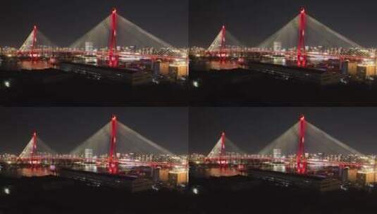 杨浦大桥灯光秀夜景延时高清在线视频素材下载