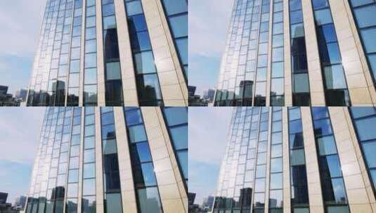 现代玻璃幕墙办公大楼航拍高清在线视频素材下载