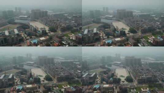 广东旅游视频东莞中堂镇广场雾霾全景高清在线视频素材下载