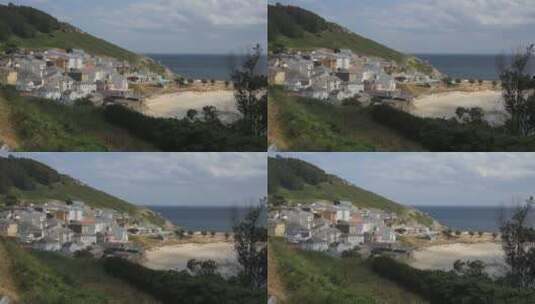 海岸边的村庄高清在线视频素材下载