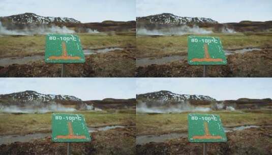 冰岛间歇泉的温度标志特写高清在线视频素材下载