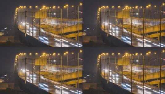 夜晚高架桥通勤车流量高清在线视频素材下载