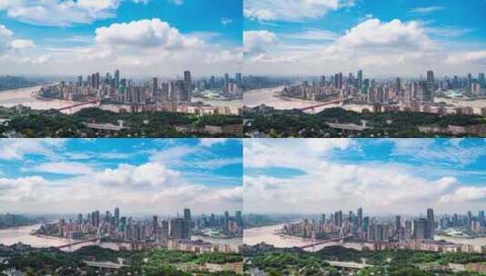 8K山城重庆大全景蓝天白云延时摄影高清在线视频素材下载
