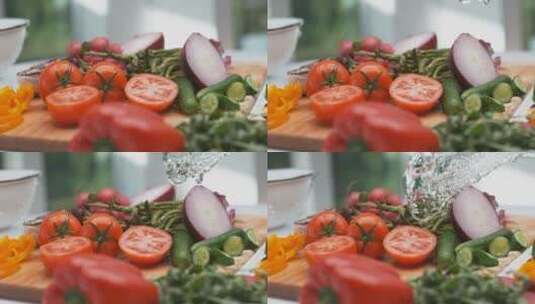 菜板上的蔬菜高清在线视频素材下载