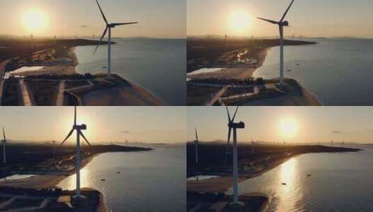海边风力发电新能源航拍高清在线视频素材下载