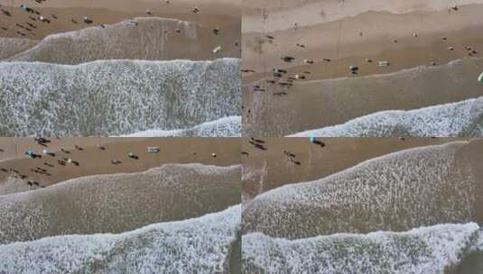 航拍海水海浪海边沙滩海浪高清在线视频素材下载