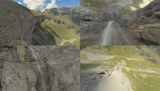 穿越机飞跃高山峡谷高清在线视频素材下载