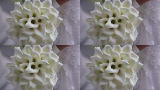 新娘拿着马蹄莲花束高清在线视频素材下载