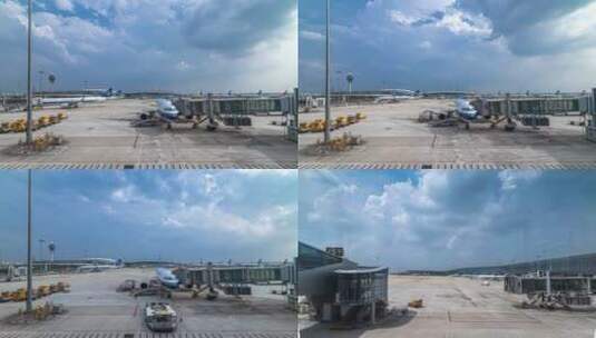 白云机场  蓝天白云 飞机 候机 运输高清在线视频素材下载