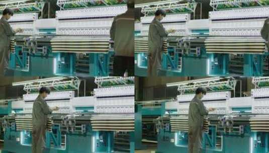 企业工厂织布机机器加工厂机械制造高清在线视频素材下载