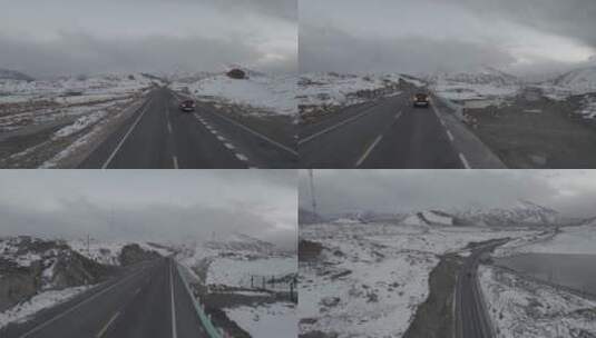 20211019新疆南疆白沙湖公路雪山 汽车航拍 4k 50p_0064高清在线视频素材下载