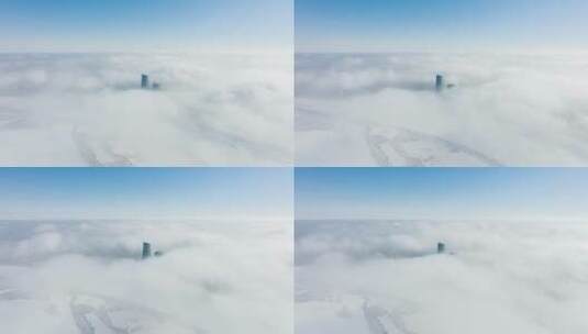 哈尔滨平流雾航拍延时高清在线视频素材下载