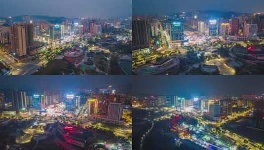 梧州红岭新区三祺城夜景航拍延时高清在线视频素材下载