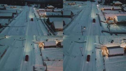 冬天喀纳斯雪景航拍高清在线视频素材下载