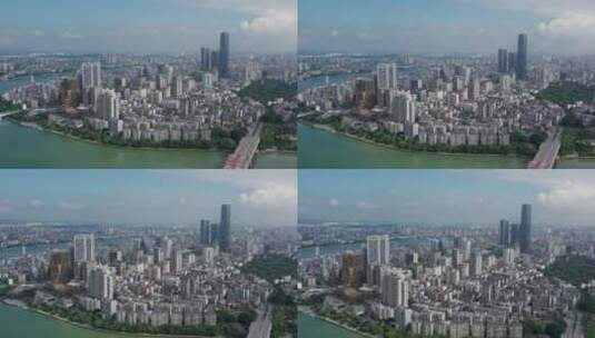 航拍柳州柳江两岸城市建筑景观高清在线视频素材下载