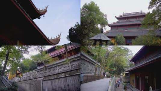 杭州飞来峰灵隐寺江南寺院建筑4K视频合集高清在线视频素材下载