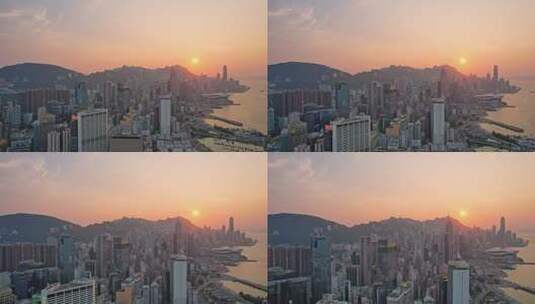 香港日落航拍高清在线视频素材下载