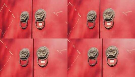 北京胡同四合院院门兽面铜环高清在线视频素材下载