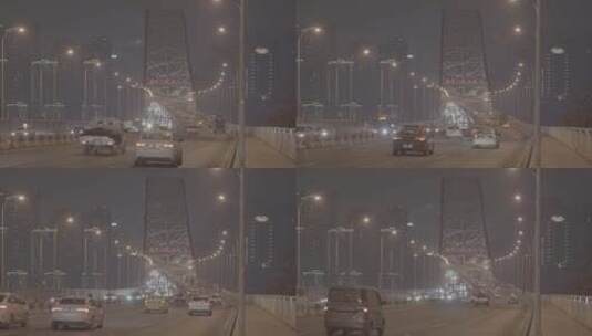 重庆 朝天门大桥  夜景车流 SLOG灰片高清在线视频素材下载