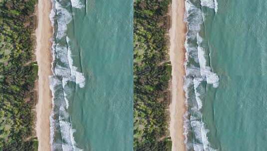 俯瞰海边沙滩海浪高清在线视频素材下载