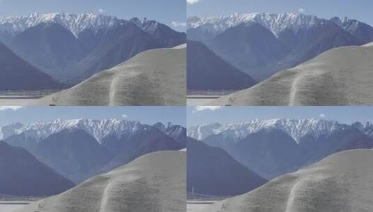 西藏派墨公路雪山车辆行驶航拍高清在线视频素材下载